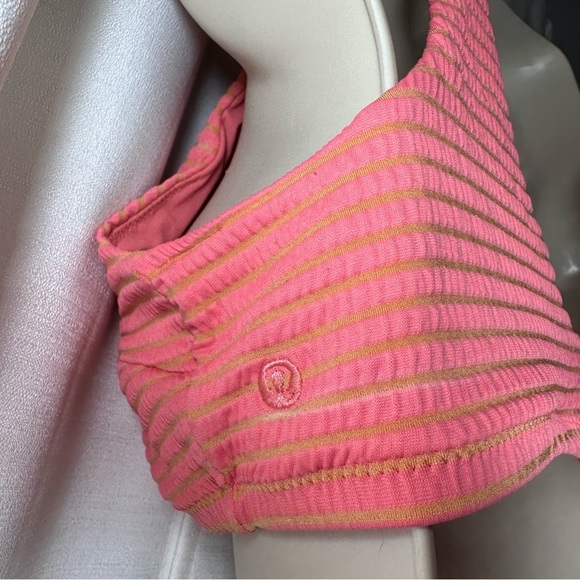 Lululemon Smocked Skimpy Fit Swim Suit Bikini Top Bottom Size 8 A/B Cup Apricot - Picture 6 of 12